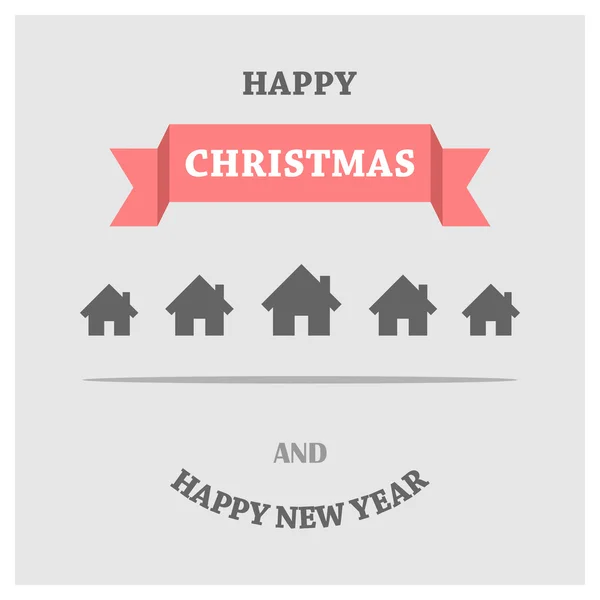 Año Nuevo y Navidad casas iconos — Vector de stock
