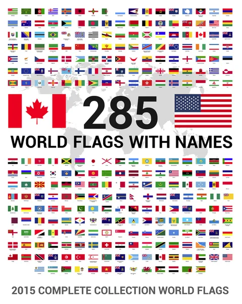 Set of 285 world Flags of sovereign states — Stock Vector