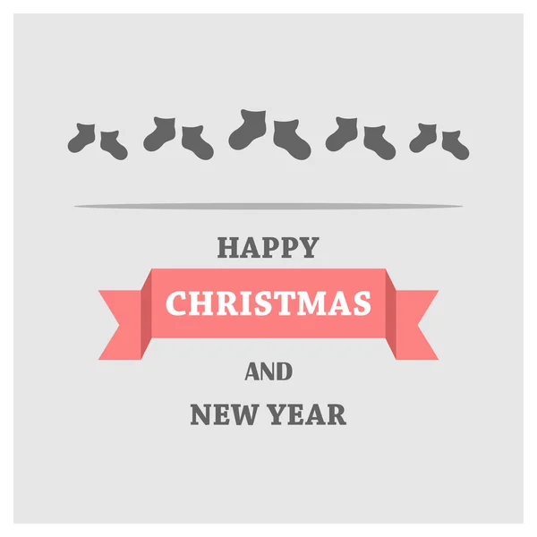 Tarjeta de Año Nuevo y Navidad con calcetines — Vector de stock