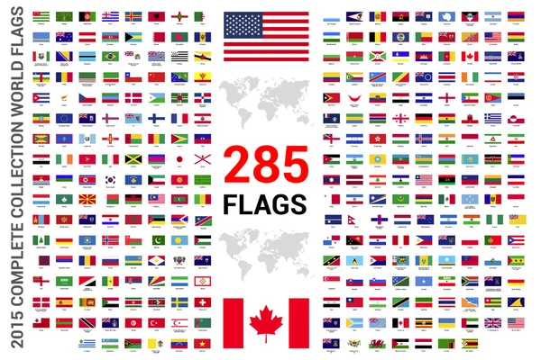 Conjunto de 285 banderas mundiales de Estados soberanos — Vector de stock