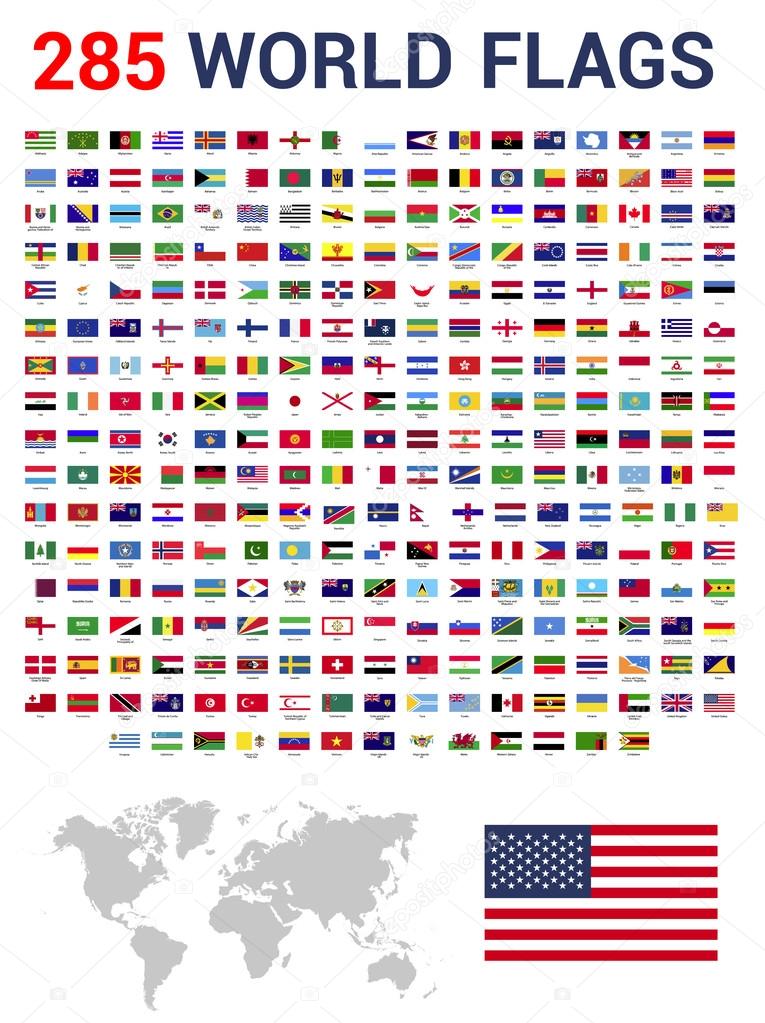 set of 285 world Flags of sovereign states