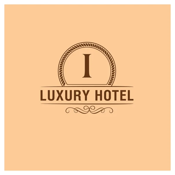 Logotipo del hotel de lujo con letra I — Vector de stock