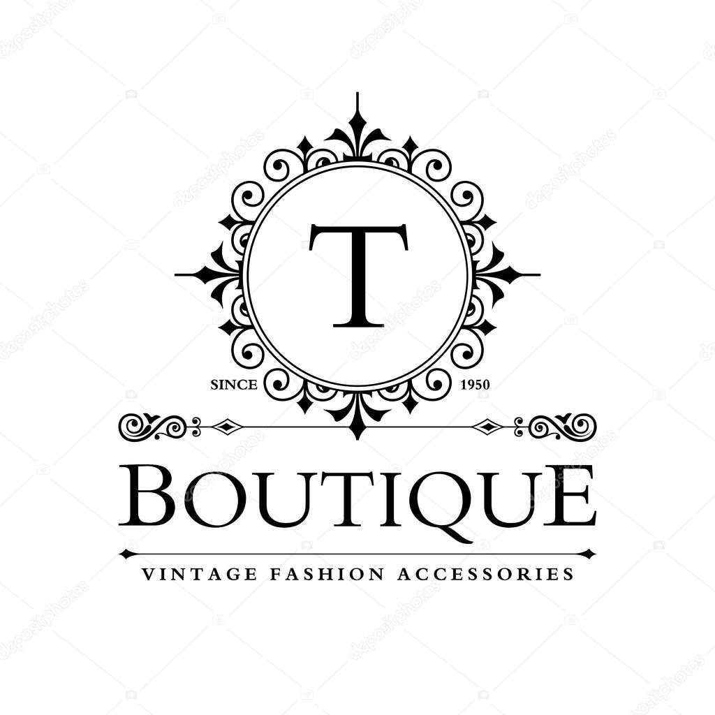 Luxury Logo T template with ornate calligraphic elegant ornament lines. Monogram design element. vector illustration