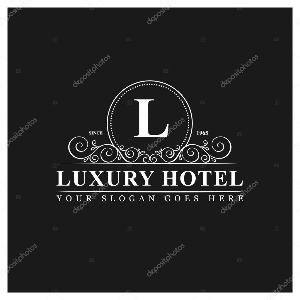 Letter L. Luxury Hotel Logo template with ornate calligraphic elegant lines. Monogram design element. vector illustration
