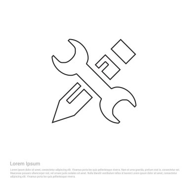 İngiliz anahtarı ve kurşun kalem simgesini