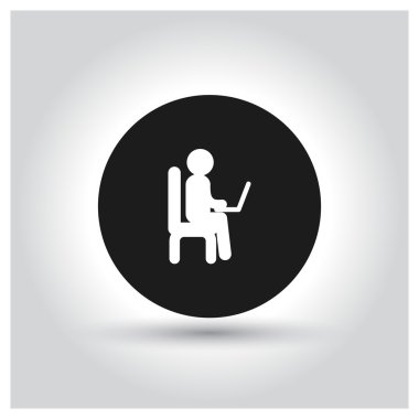 Bilgisayar simgesine çalışma iş adamı.