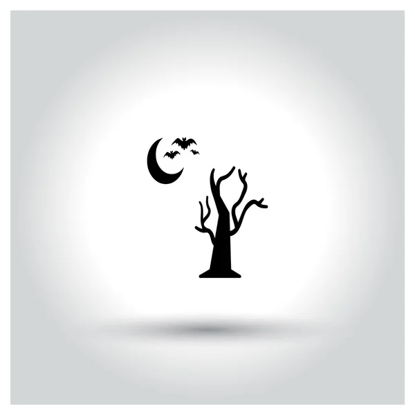 Halloween árboles y murciélagos icono — Vector de stock