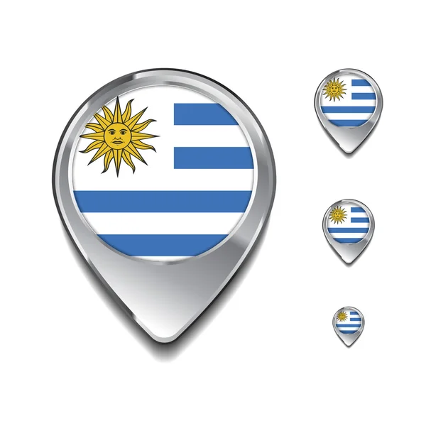 Vlag van Uruguay kaart pinnen — Stockvector