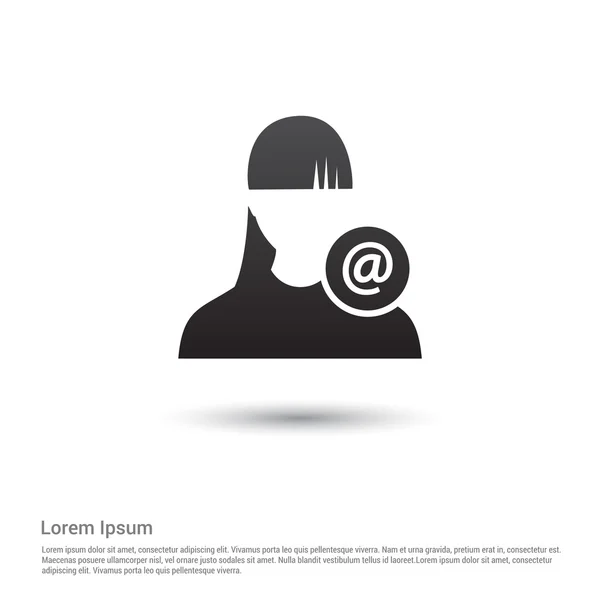 Mujer icono de usuario en línea, icono de pictograma — Archivo Imágenes Vectoriales