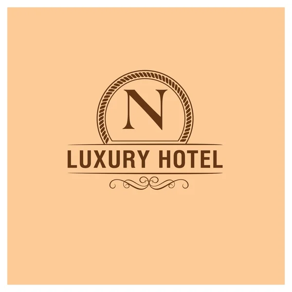 Logotipo del hotel de lujo con letra N — Vector de stock