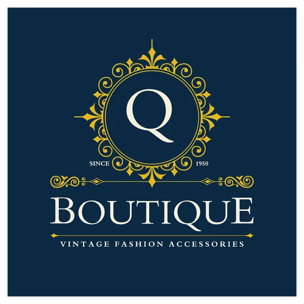 Boutique Logo Design mit Buchstabe q — Stockvektor