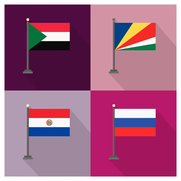 Het platte ontwerp van de 4 land vlaggen — Stockvector