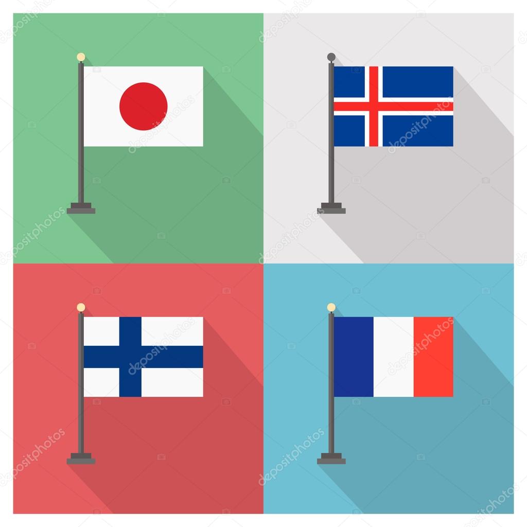 The flat design of the 4 country flags