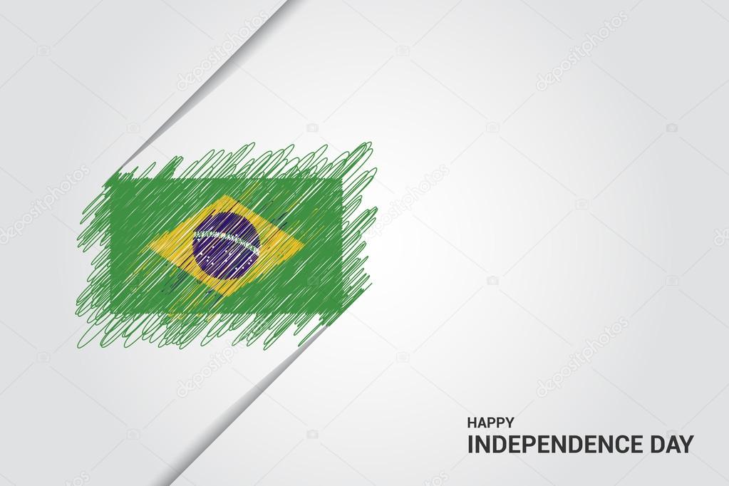 Brazil Happy independence day scribble flag