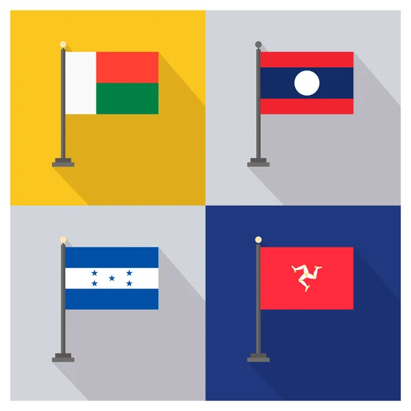 Das flache Design der 4 Länderflaggen — Stockvektor