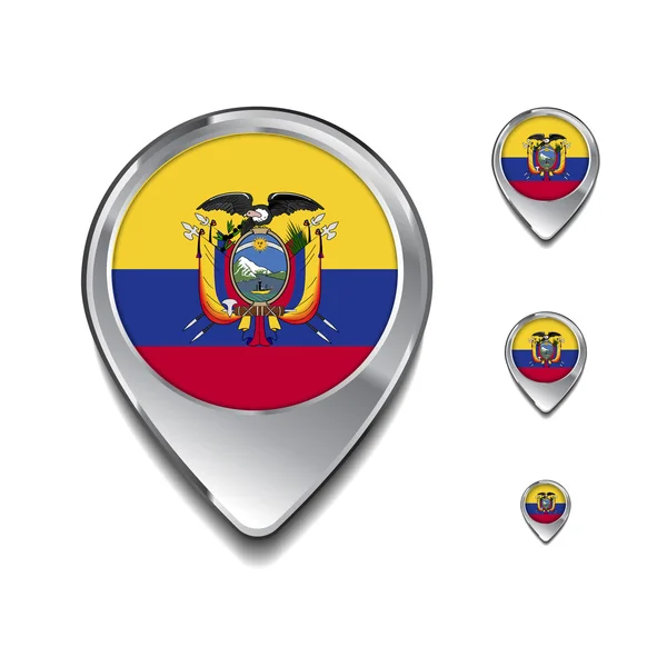 Ecuador flag map pins — Stock Vector