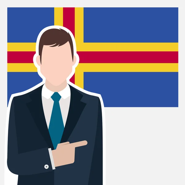 Affärsman med Åland flagga — Stock vektor