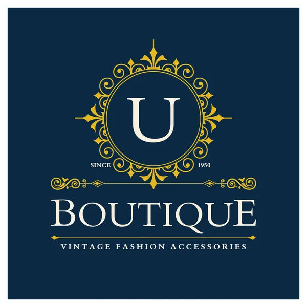 Boutique Logo Design with Letter U — Stock Vector