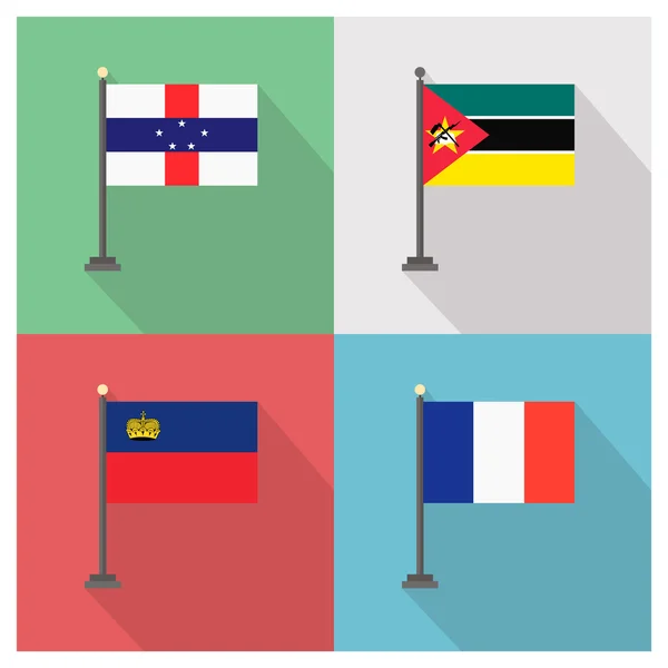 The flat design of the 4 country flags — Stock Vector