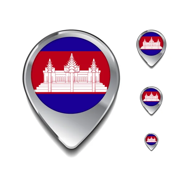 Cambodge épingles de carte drapeau — Image vectorielle