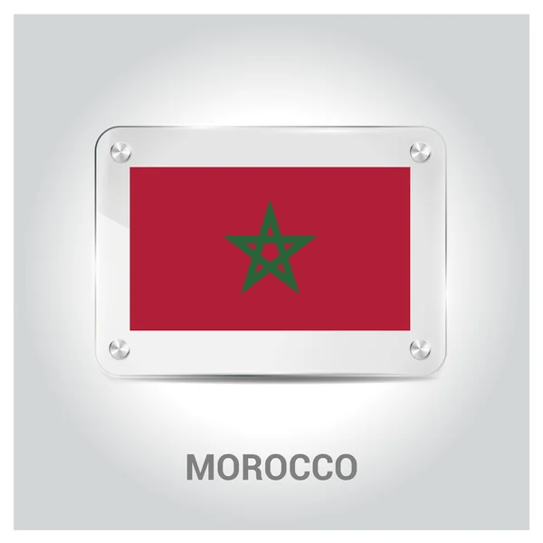 Bandeira de Marrocos placa de vidro —  Vetores de Stock