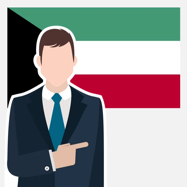 Affärsman med Kuwait flag — Stock vektor