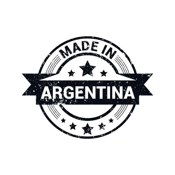 Made in Argentina. Round rubber stamp design