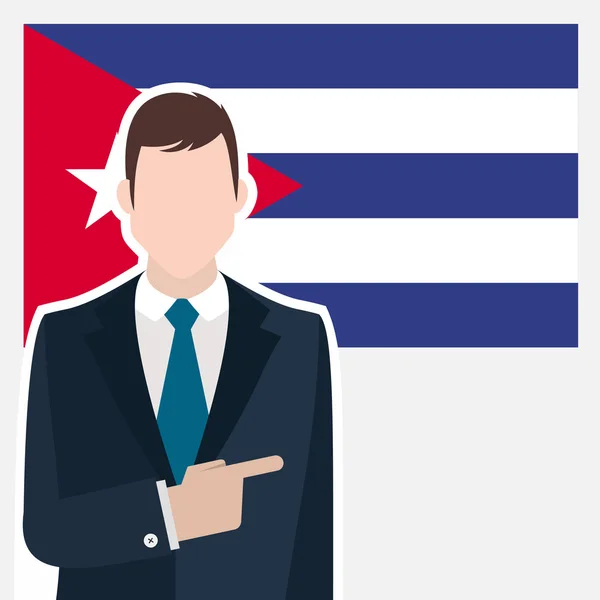 Homme d'affaires avec drapeau cubain — Image vectorielle