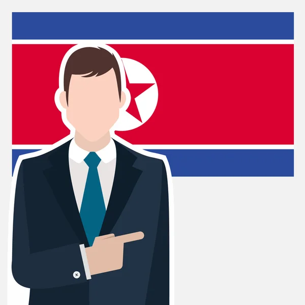 Kuzey Kore bayrağı ile işadamı — Stok Vektör