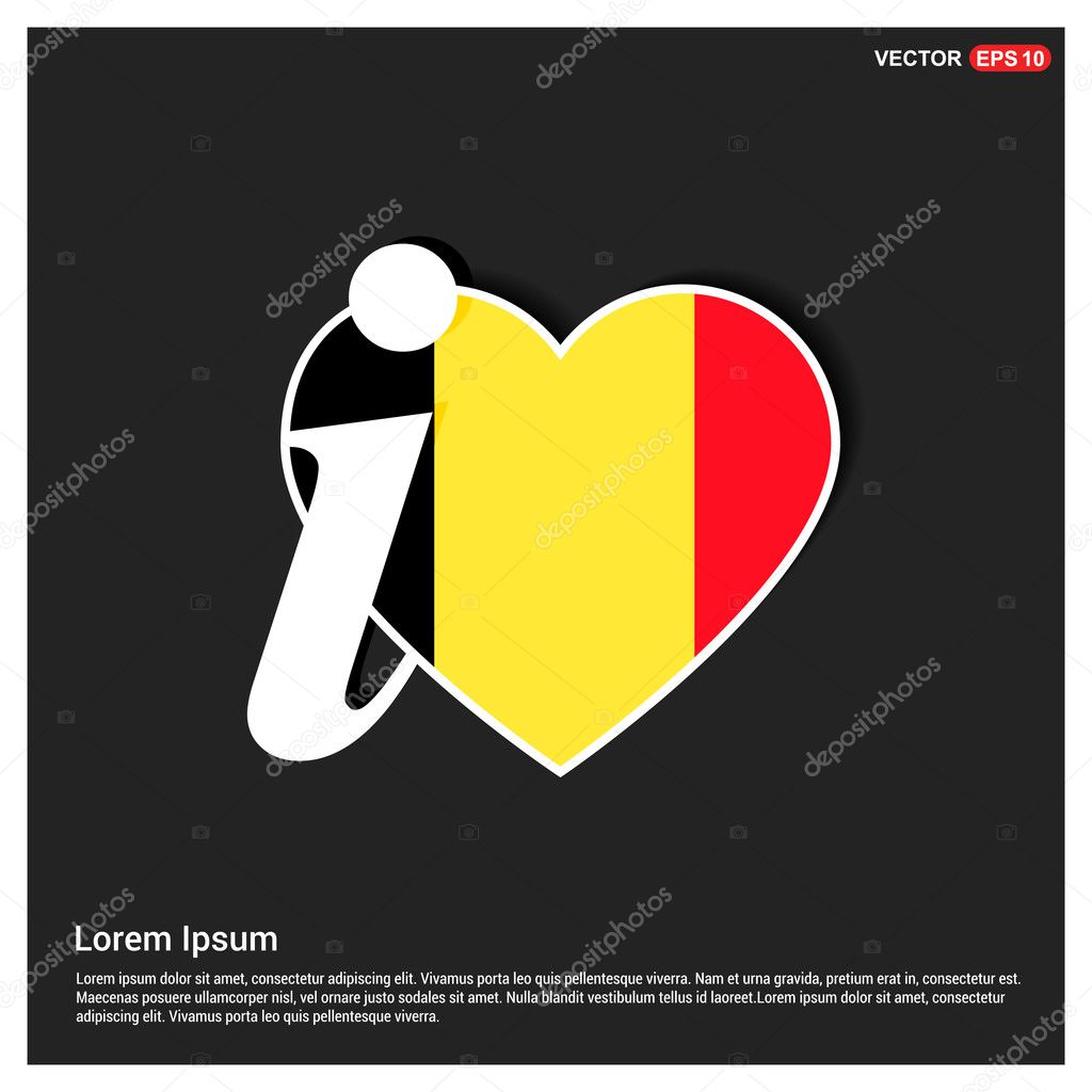 Heart Shape Belgium Flag