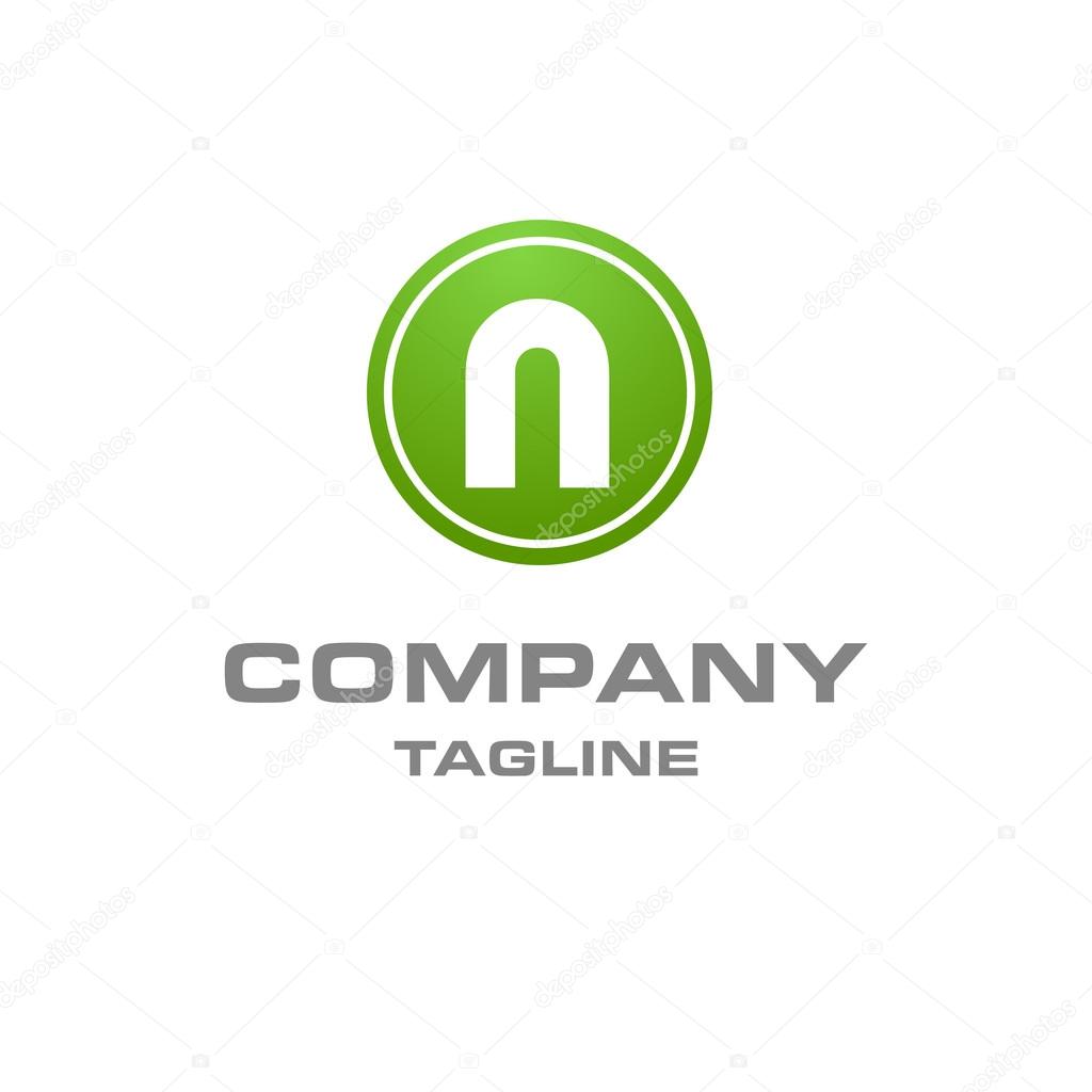 Letter n logo, creative Green symbol