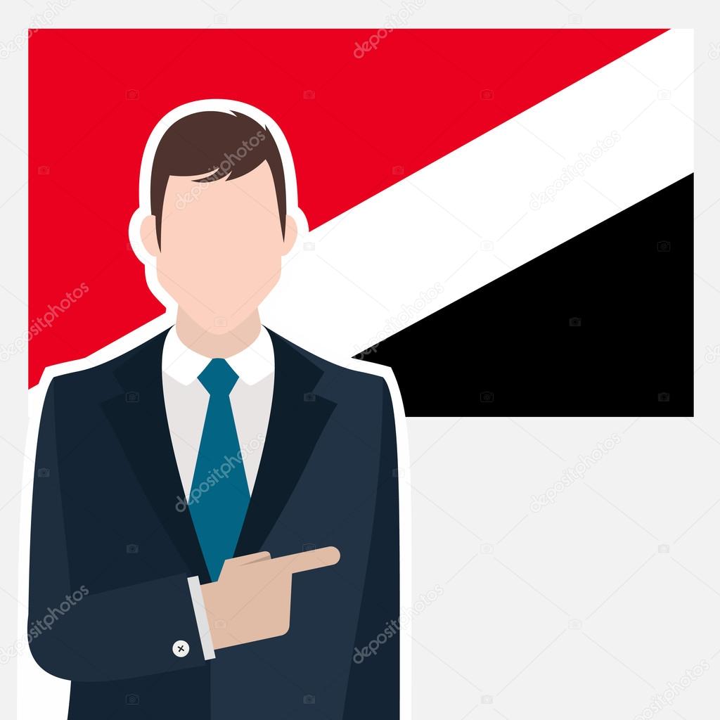Man Pointing to Sealand flag