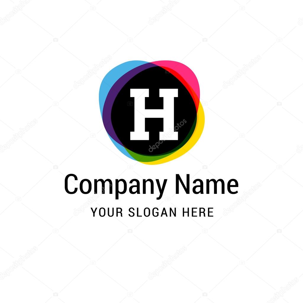 H letter logo template with space for company name. vector illustration