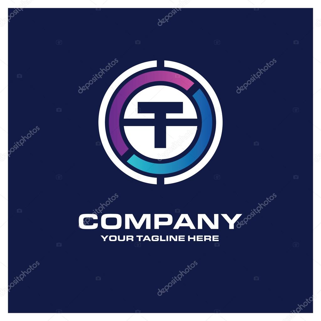 T Letter logo - Creative Circle Logo - Place for Company name and tag line . Business Icon - vector illustration