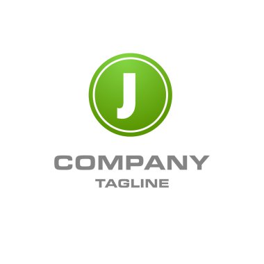 J harfi logosu, yaratıcı yeşil simge