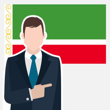 işadamı Çeçenistan bayrağı ile