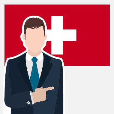 İsviçre bayrağı ile işadamı