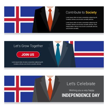 İzlanda bayrak afiş kümesi