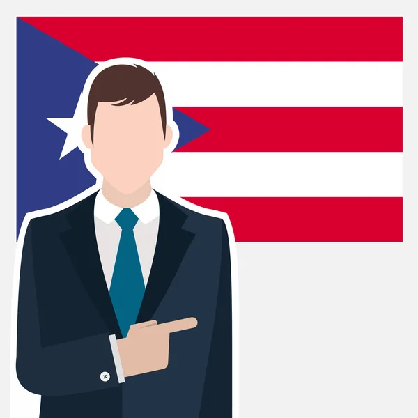 Affärsman med Puerto Rico flagga — Stock vektor