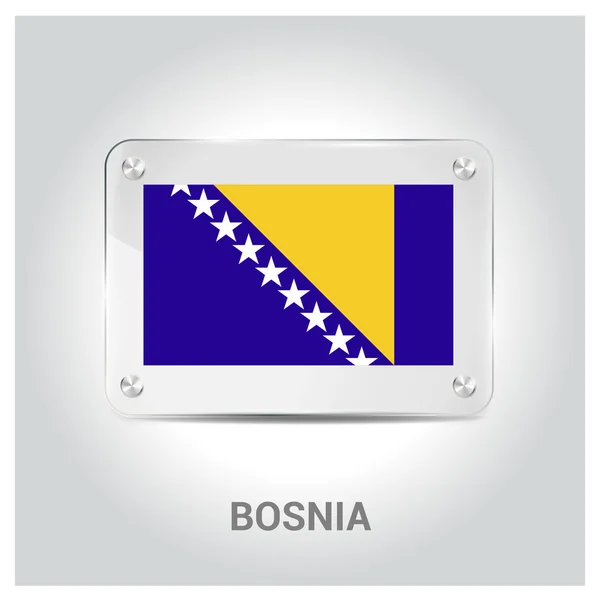 Bósnia placa de vidro bandeira — Vetor de Stock