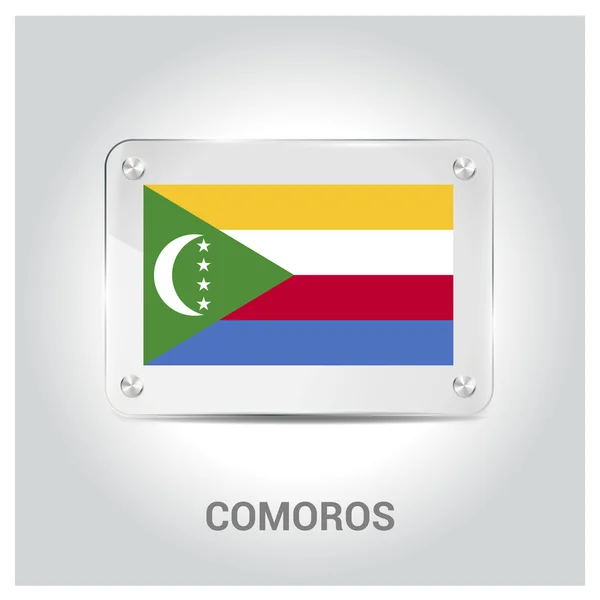 Placa de vidrio bandera de Comoras — Vector de stock