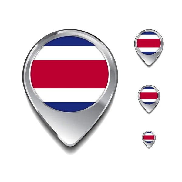Costa Rica vlajky špendlíky — Stockový vektor
