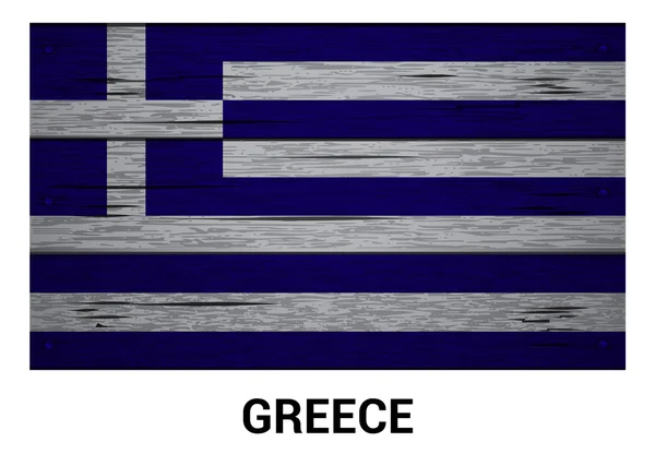 Bandera de madera Grecia — Vector de stock