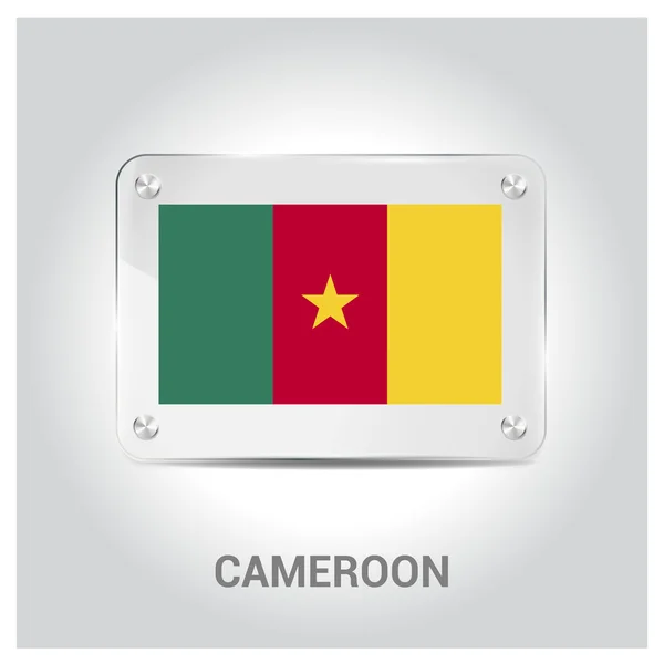 Kameruns flagga glasplatta — Stock vektor