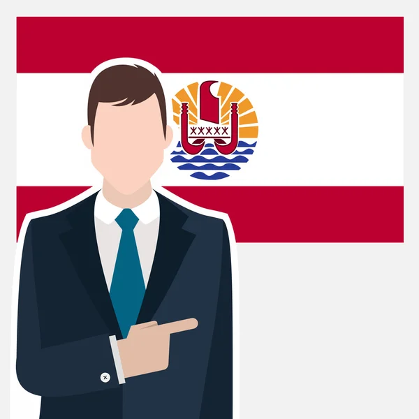 Homme d'affaires avec drapeau de la Polynésie française — Image vectorielle