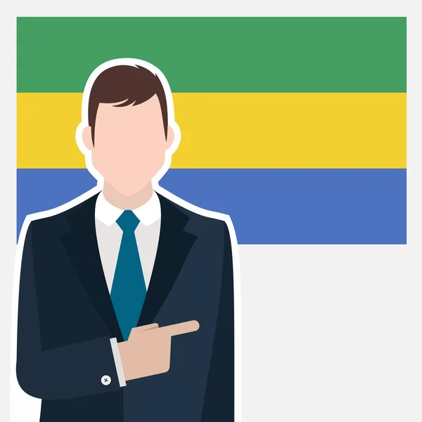 Homme d'affaires avec drapeau gabonais — Image vectorielle