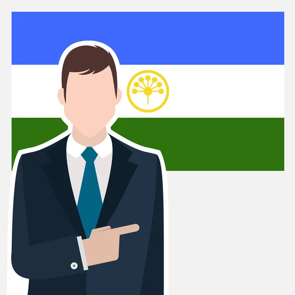 Hombre de negocios con bandera de Bashkortostan — Vector de stock