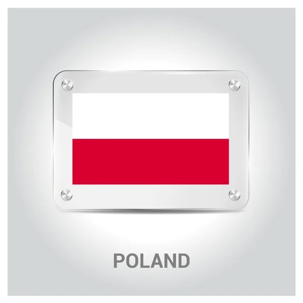 Poland flag glass plate — Stock Vector