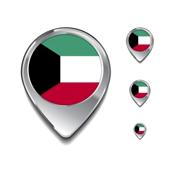 Pines de mapa de bandera de Kuwait — Vector de stock