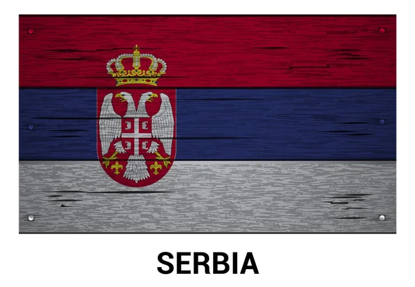 Sérvia bandeira em fundo textura de madeira — Vetor de Stock